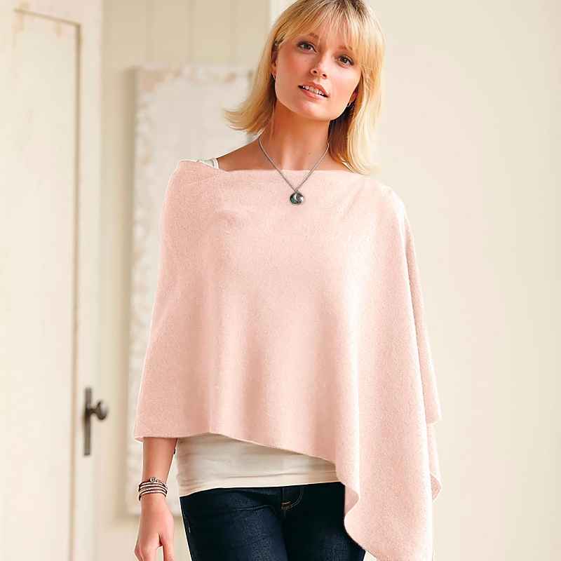 Pink Lightweight Cashmere Boatneck Poncho